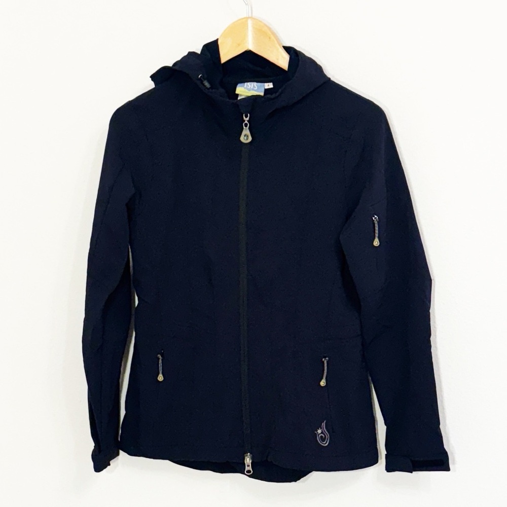 ISIS Black Nylon Hooded Jacket Wind & Weather Resistant Size 4 Or Small